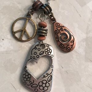 Cute Boho silver, copper and brass necklace